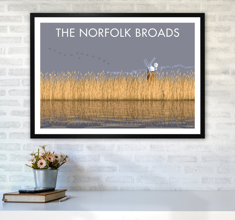 Norfolk Broads Travel Art Print By Stephen Millership A1 White Frame