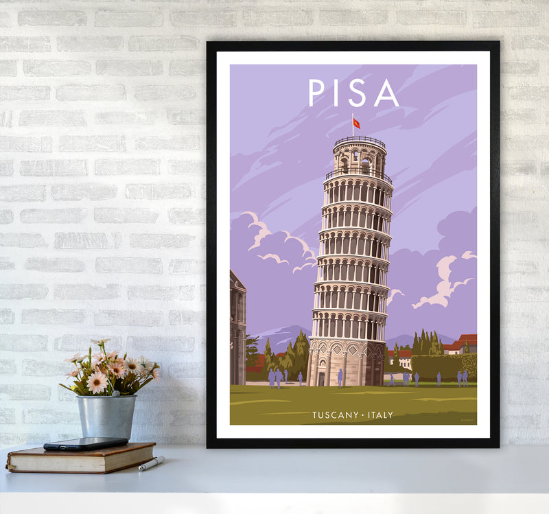 Pisa Travel Art Print By Stephen Millership A1 White Frame