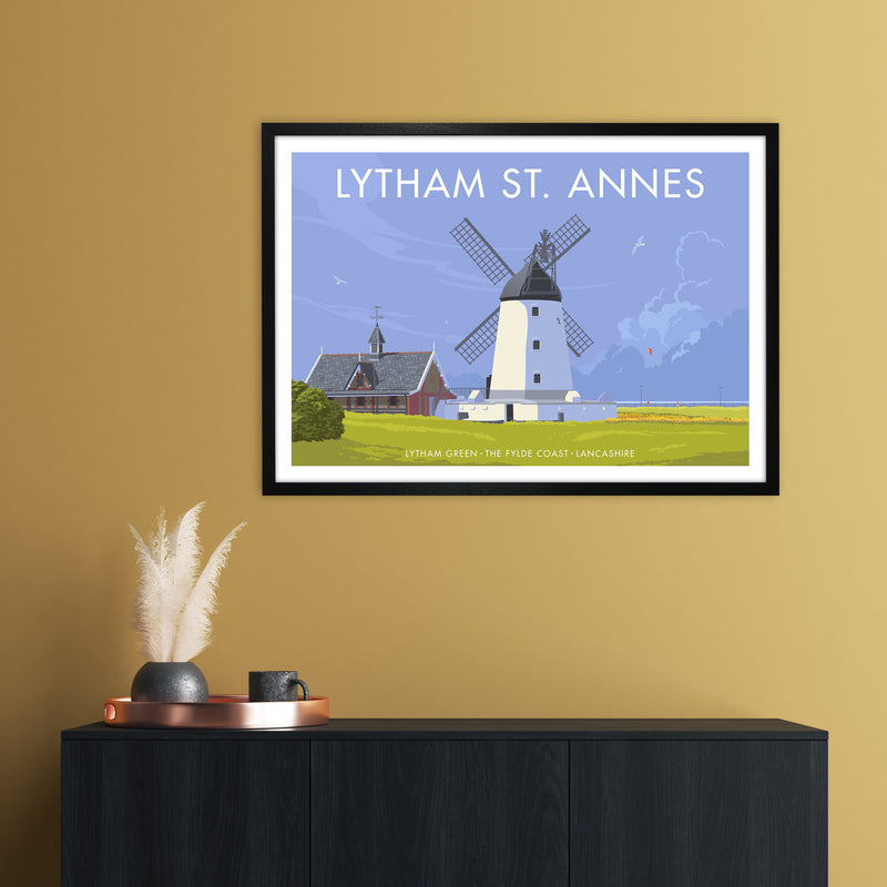 Lytham Windmill Art Print by Stephen Millership A1 White Frame