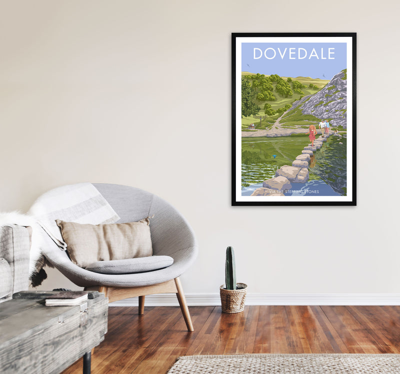 Dovedale Derbyshire Travel Art Print by Stephen Millership A1 White Frame