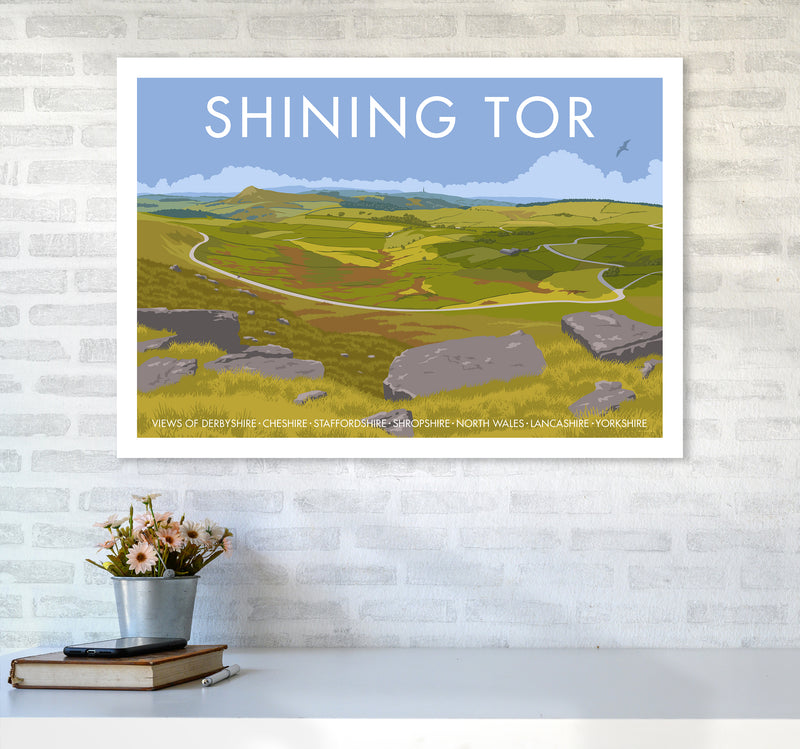 Derbyshire Shining Tor Travel Art Print By Stephen Millership A1 Black Frame
