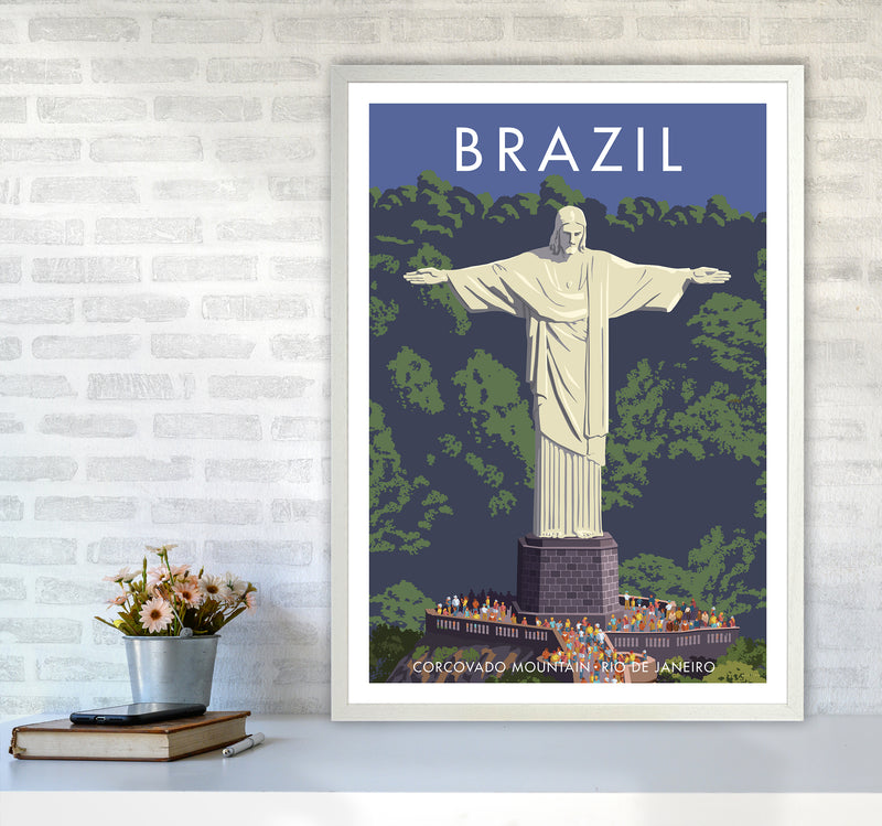 Brazil Travel Art Print By Stephen Millership A1 Oak Frame