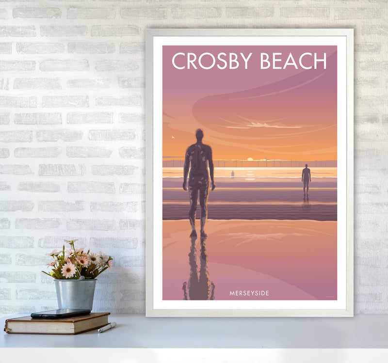 Crosby Beach Travel Art Print By Stephen Millership A1 Oak Frame