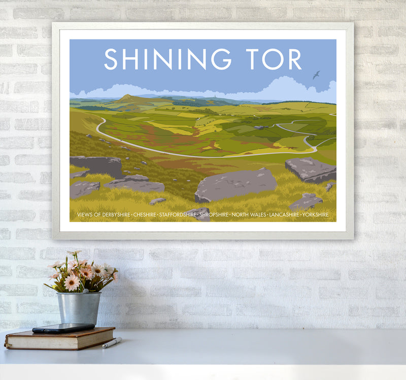 Derbyshire Shining Tor Travel Art Print By Stephen Millership A1 Oak Frame