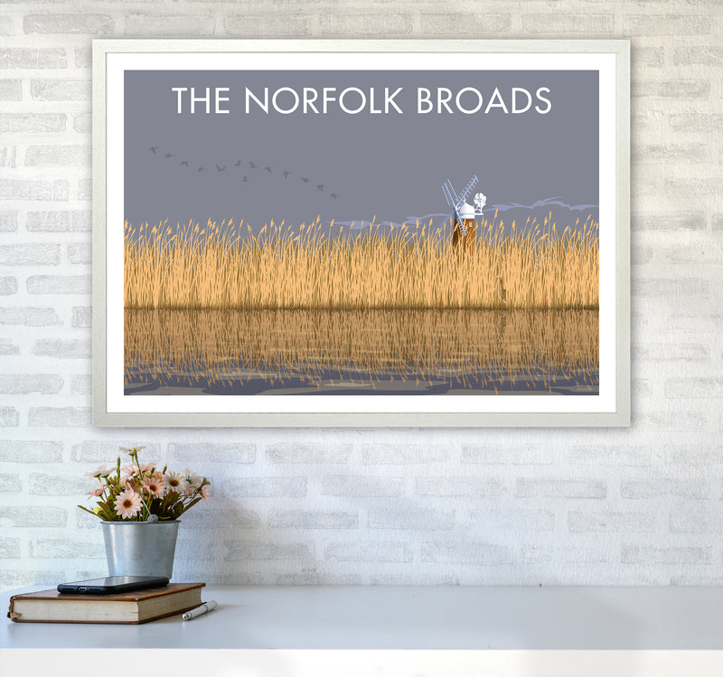 Norfolk Broads Travel Art Print By Stephen Millership A1 Oak Frame