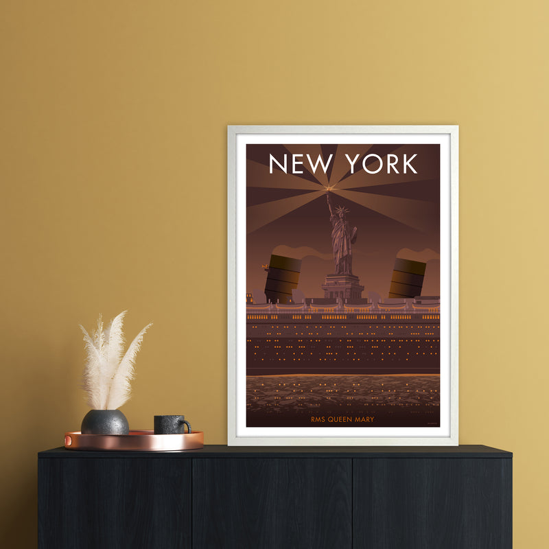 New York Sepia Art Print by Stephen Millership A1 Oak Frame