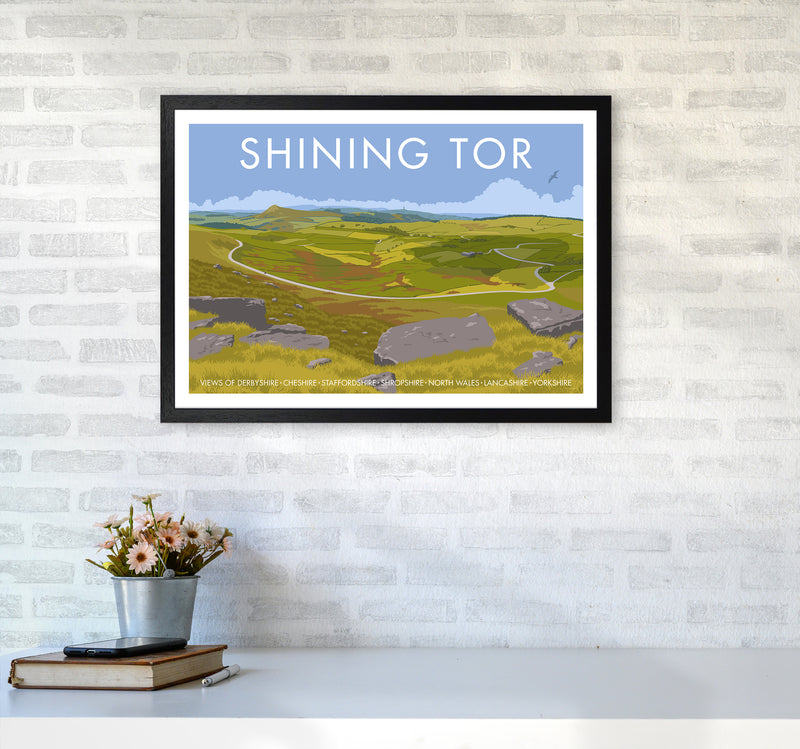 Derbyshire Shining Tor Travel Art Print By Stephen Millership A2 White Frame