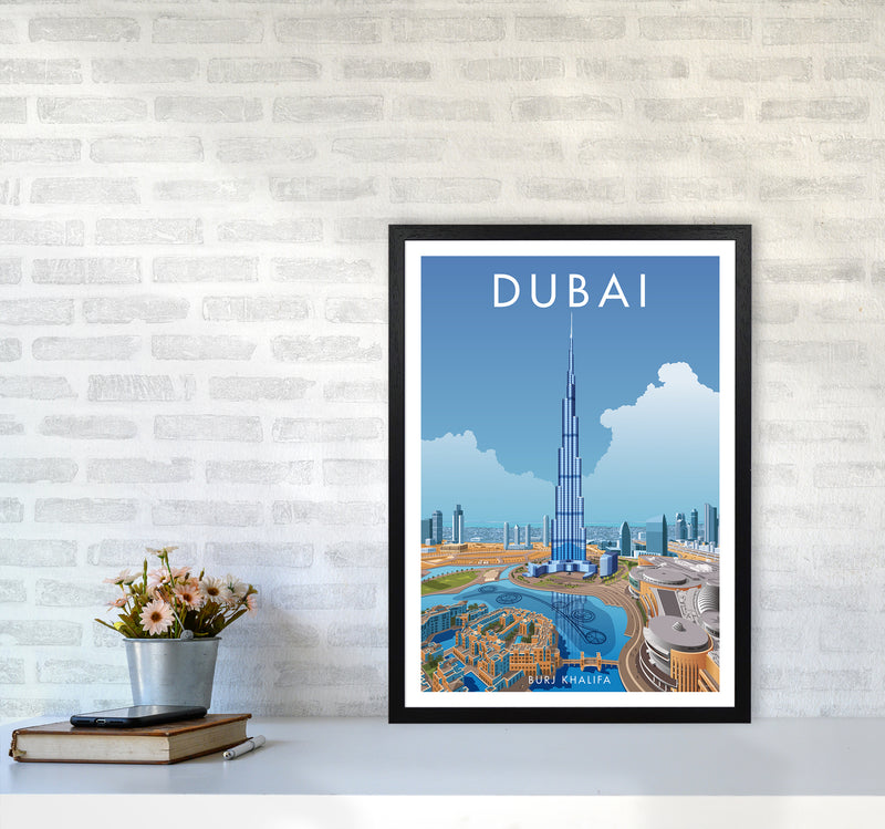 Dubai Travel Art Print By Stephen Millership A2 White Frame