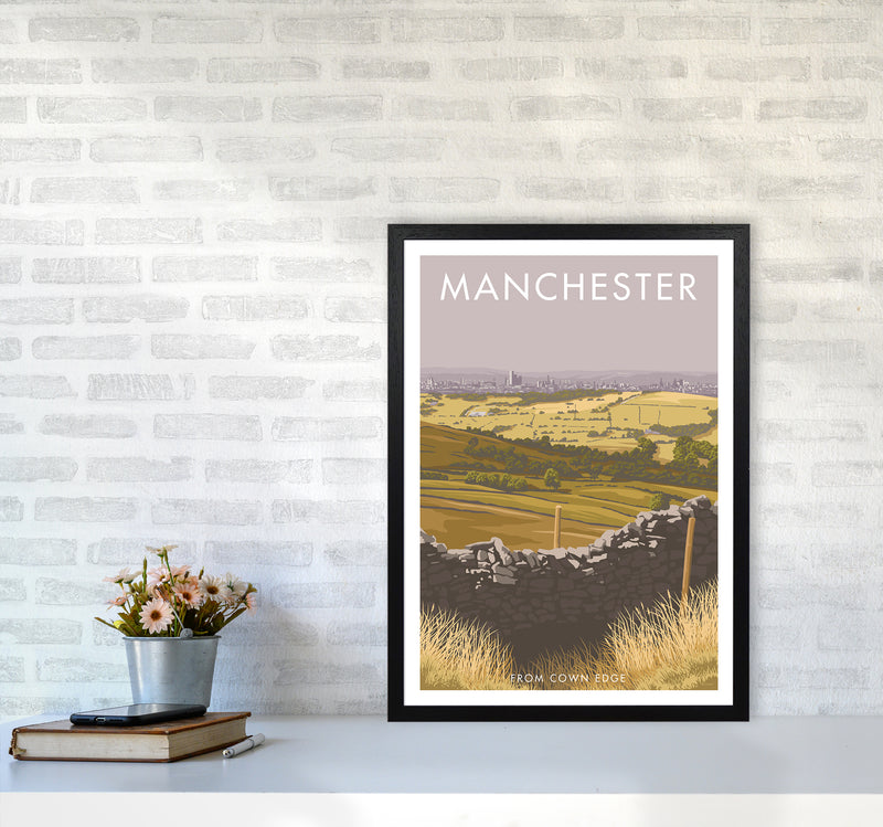 Manchester Cown Edge Travel Art Print By Stephen Millership A2 White Frame