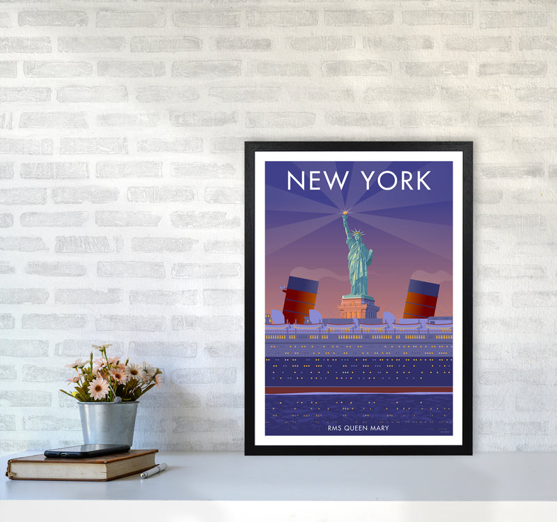 New York Travel Art Print By Stephen Millership A2 White Frame