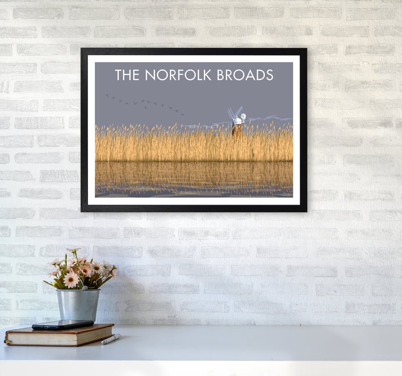 Norfolk Broads Travel Art Print By Stephen Millership A2 White Frame