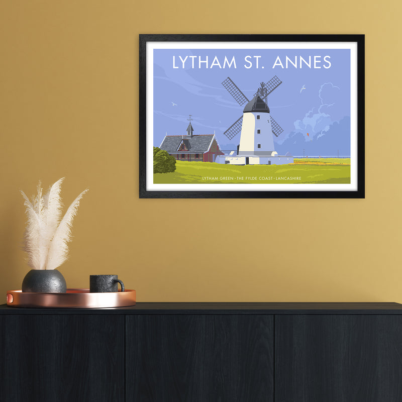 Lytham Windmill Art Print by Stephen Millership A2 White Frame