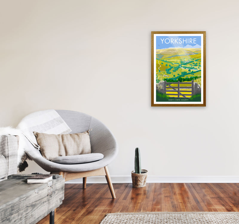 Yorkshire (God's Own County) Art Print Travel Poster by Stephen Millership A2 Print Only