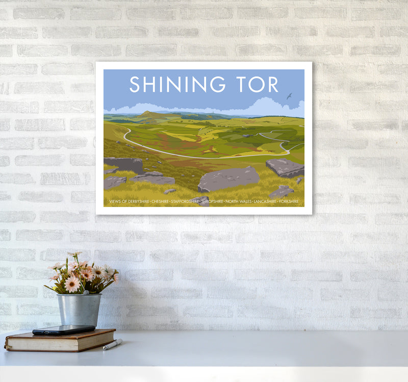 Derbyshire Shining Tor Travel Art Print By Stephen Millership A2 Black Frame