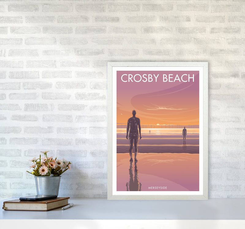 Crosby Beach Travel Art Print By Stephen Millership A2 Oak Frame
