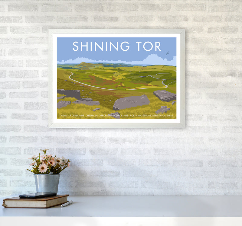 Derbyshire Shining Tor Travel Art Print By Stephen Millership A2 Oak Frame