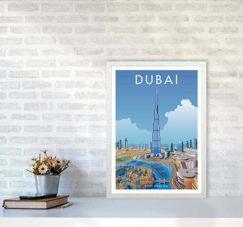 Dubai Travel Art Print By Stephen Millership A2 Oak Frame