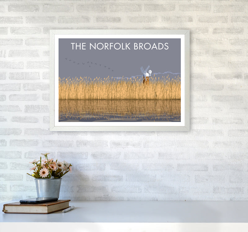 Norfolk Broads Travel Art Print By Stephen Millership A2 Oak Frame