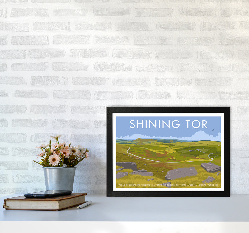 Derbyshire Shining Tor Travel Art Print By Stephen Millership A3 White Frame