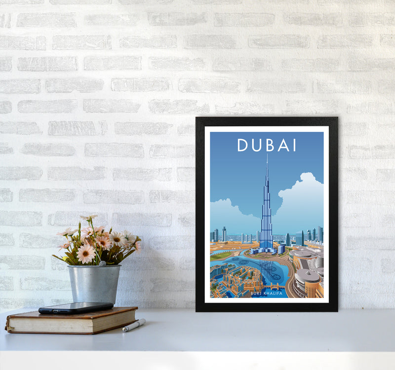 Dubai Travel Art Print By Stephen Millership A3 White Frame