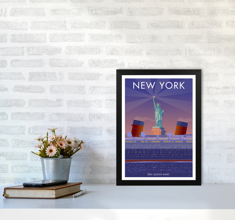 New York Travel Art Print By Stephen Millership A3 White Frame