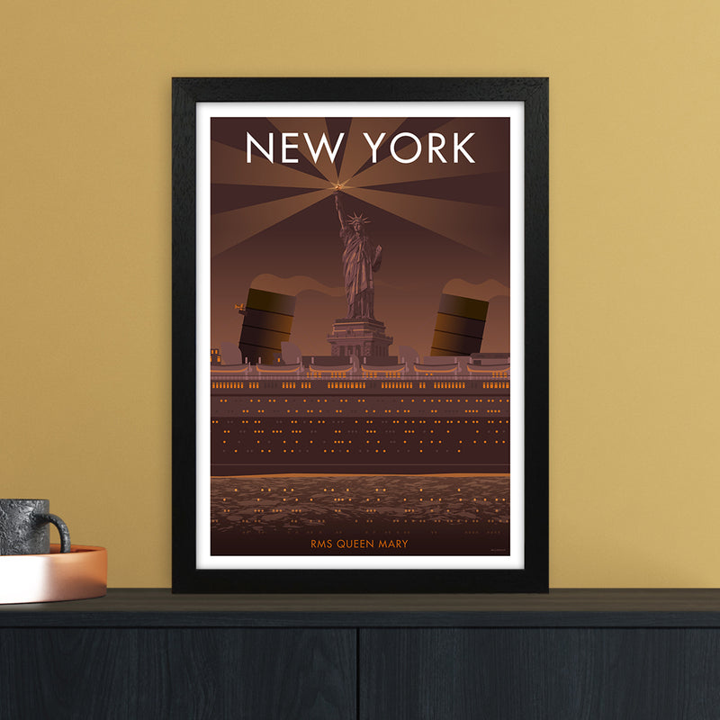 New York Sepia Art Print by Stephen Millership A3 White Frame