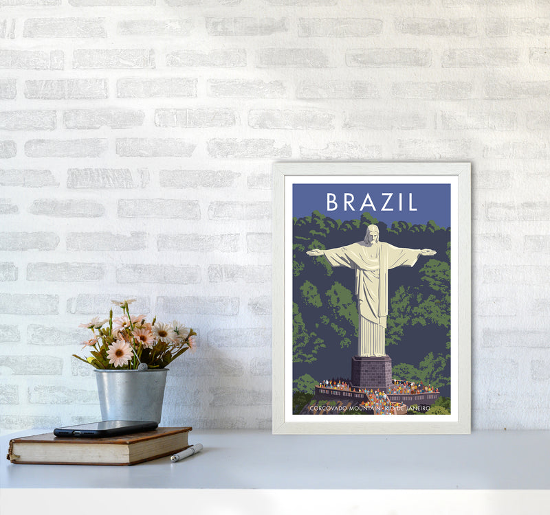 Brazil Travel Art Print By Stephen Millership A3 Oak Frame