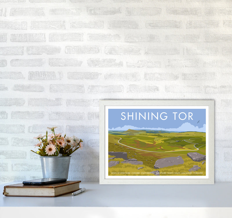 Derbyshire Shining Tor Travel Art Print By Stephen Millership A3 Oak Frame