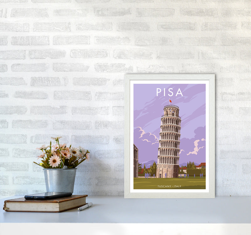 Pisa Travel Art Print By Stephen Millership A3 Oak Frame