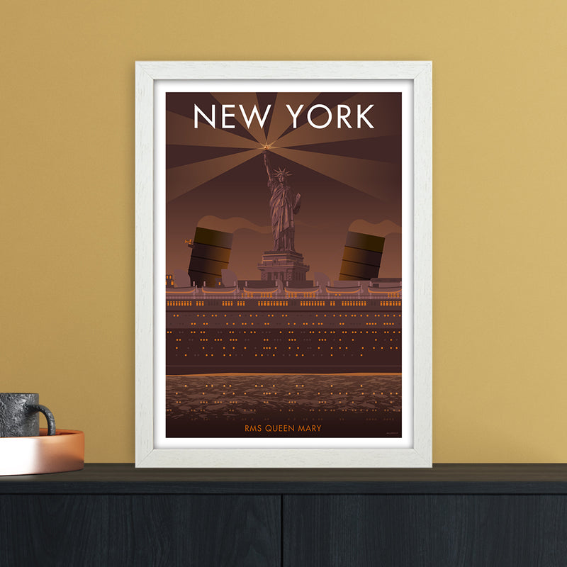 New York Sepia Art Print by Stephen Millership A3 Oak Frame
