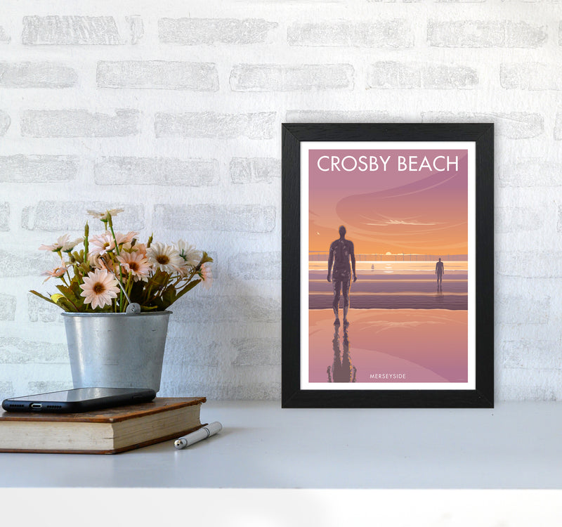 Crosby Beach Travel Art Print By Stephen Millership A4 White Frame