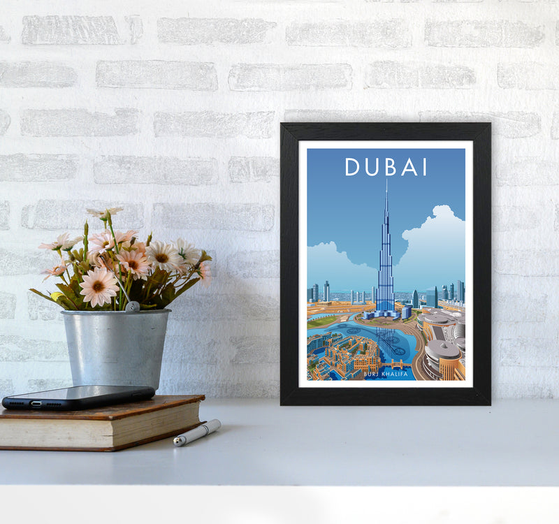 Dubai Travel Art Print By Stephen Millership A4 White Frame