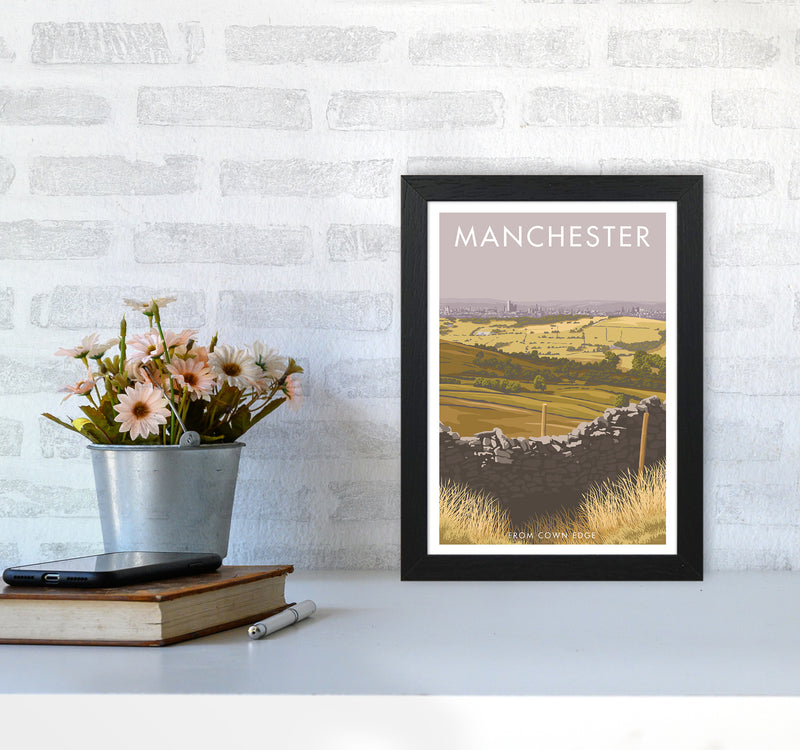 Manchester Cown Edge Travel Art Print By Stephen Millership A4 White Frame