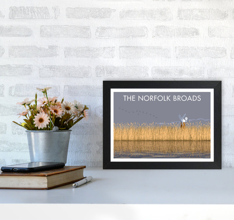 Norfolk Broads Travel Art Print By Stephen Millership A4 White Frame