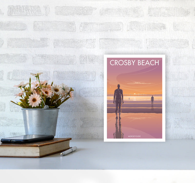 Crosby Beach Travel Art Print By Stephen Millership A4 Black Frame