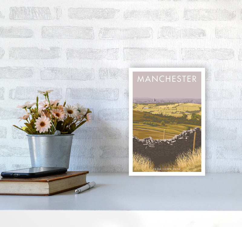 Manchester Cown Edge Travel Art Print By Stephen Millership A4 Black Frame