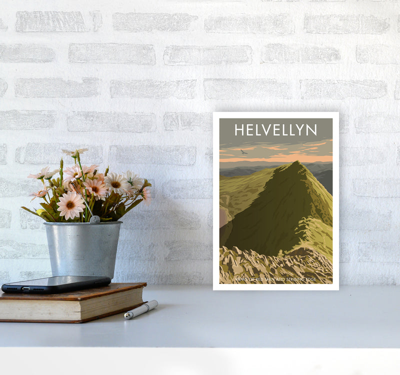 The Lakes Helvellyn Travel Art Print By Stephen Millership A4 Black Frame