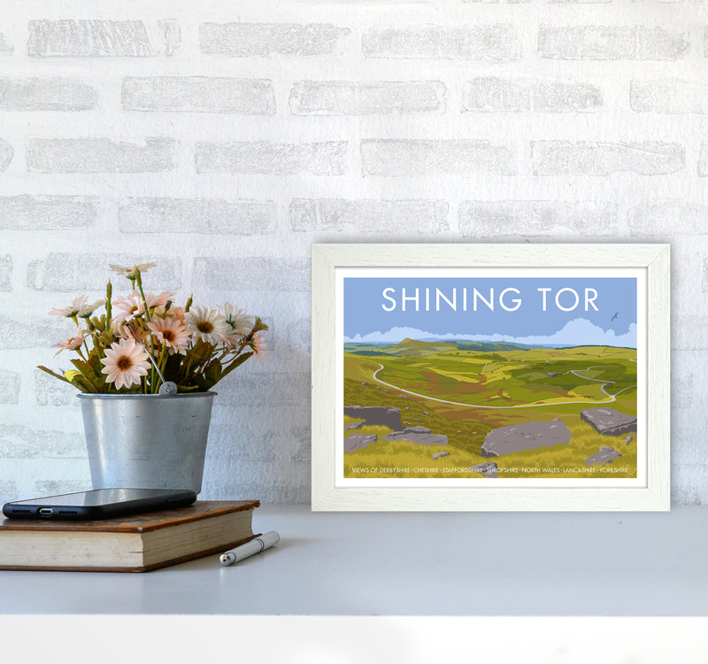 Derbyshire Shining Tor Travel Art Print By Stephen Millership A4 Oak Frame