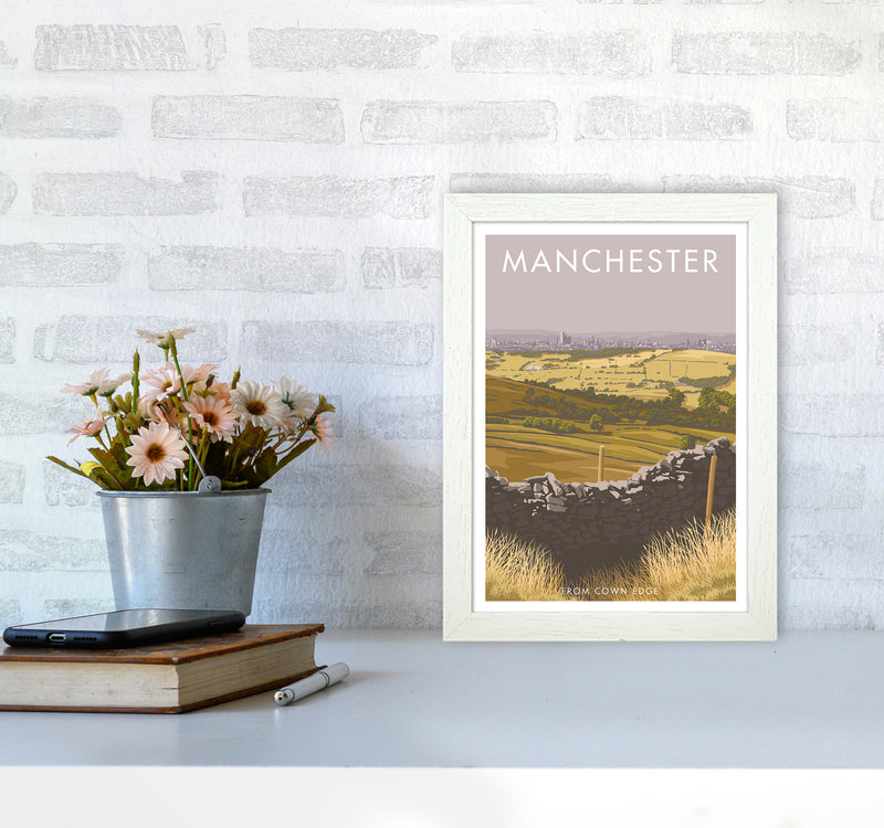 Manchester Cown Edge Travel Art Print By Stephen Millership A4 Oak Frame