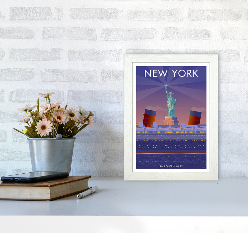 New York Travel Art Print By Stephen Millership A4 Oak Frame