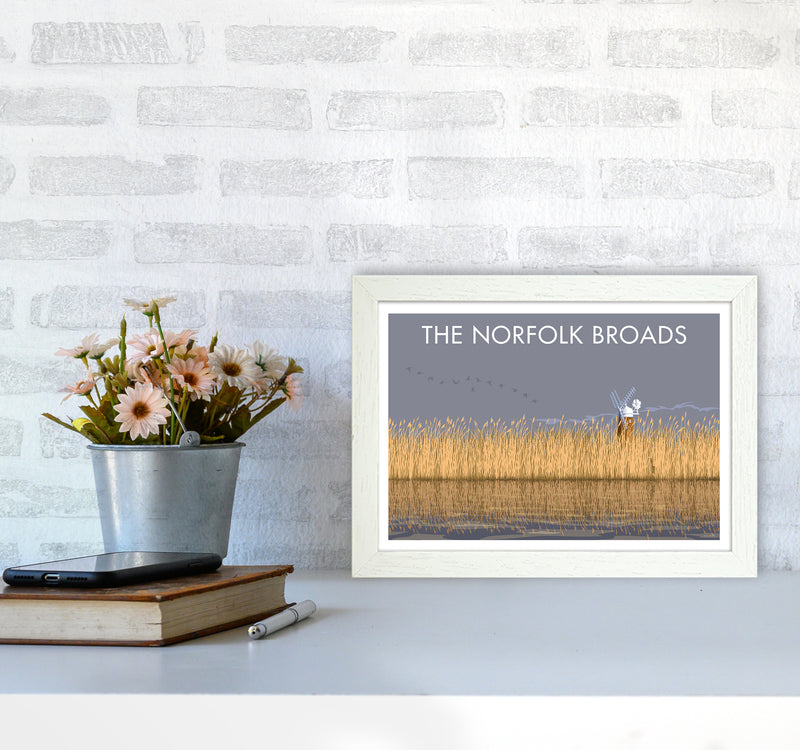 Norfolk Broads Travel Art Print By Stephen Millership A4 Oak Frame