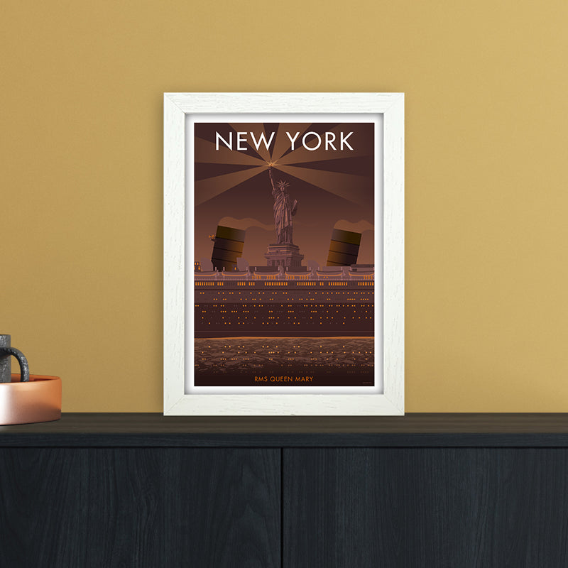 New York Sepia Art Print by Stephen Millership A4 Oak Frame