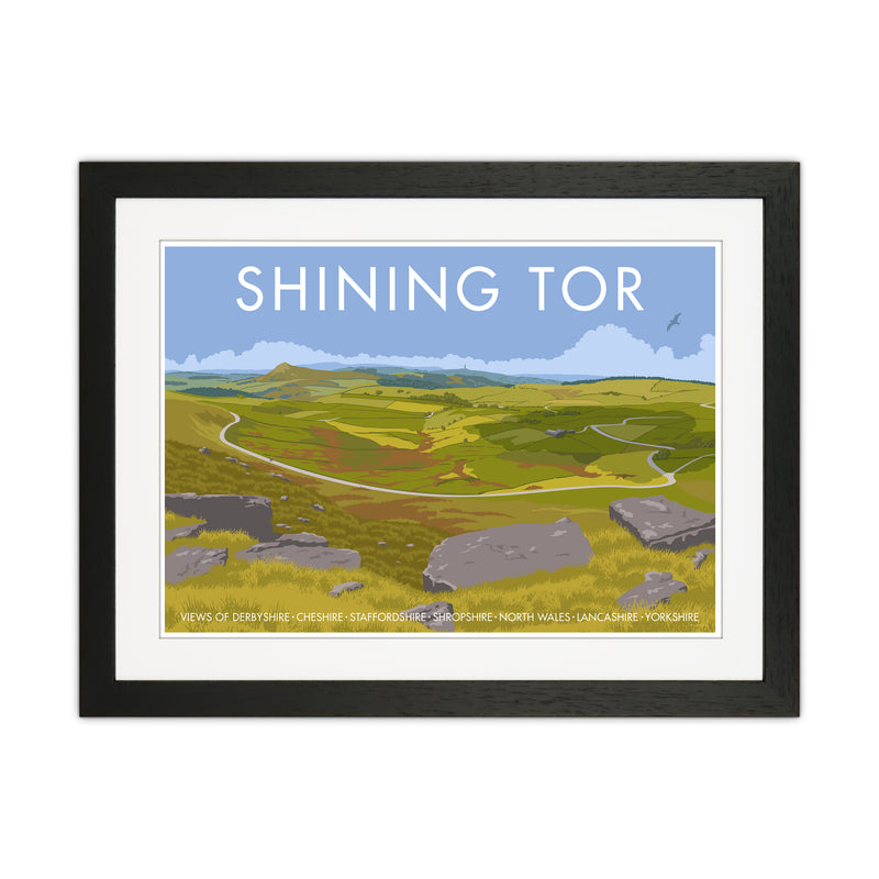 Derbyshire Shining Tor Travel Art Print By Stephen Millership Black Grain
