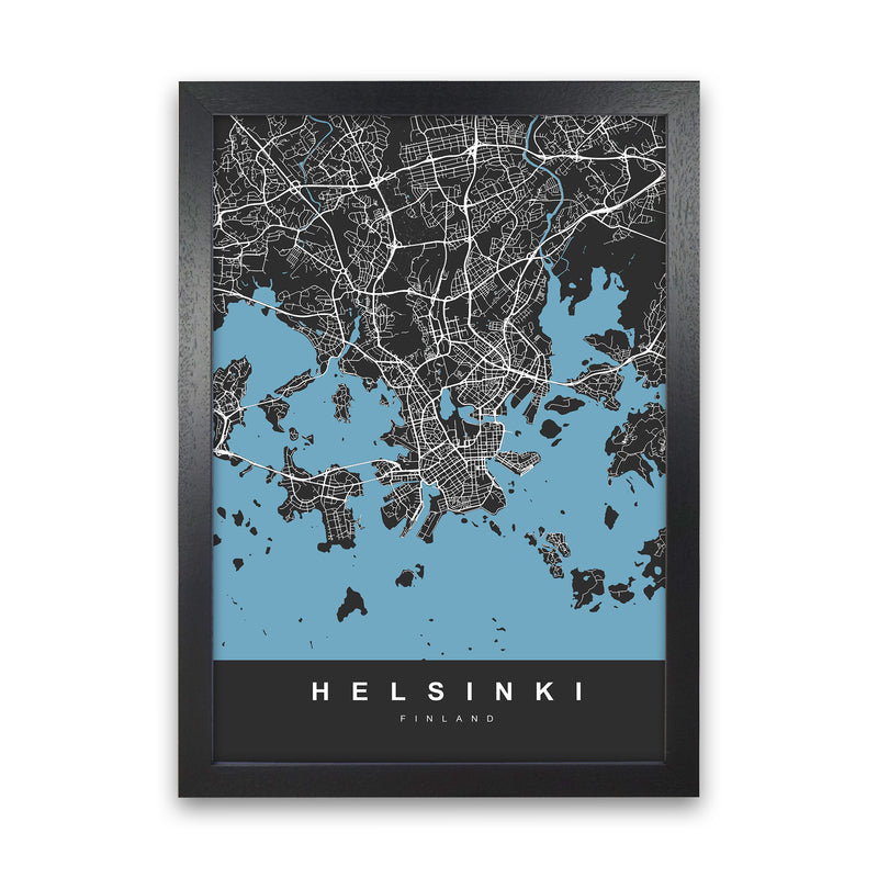 Helsinki Art Print by UrbanMaps Black Grain