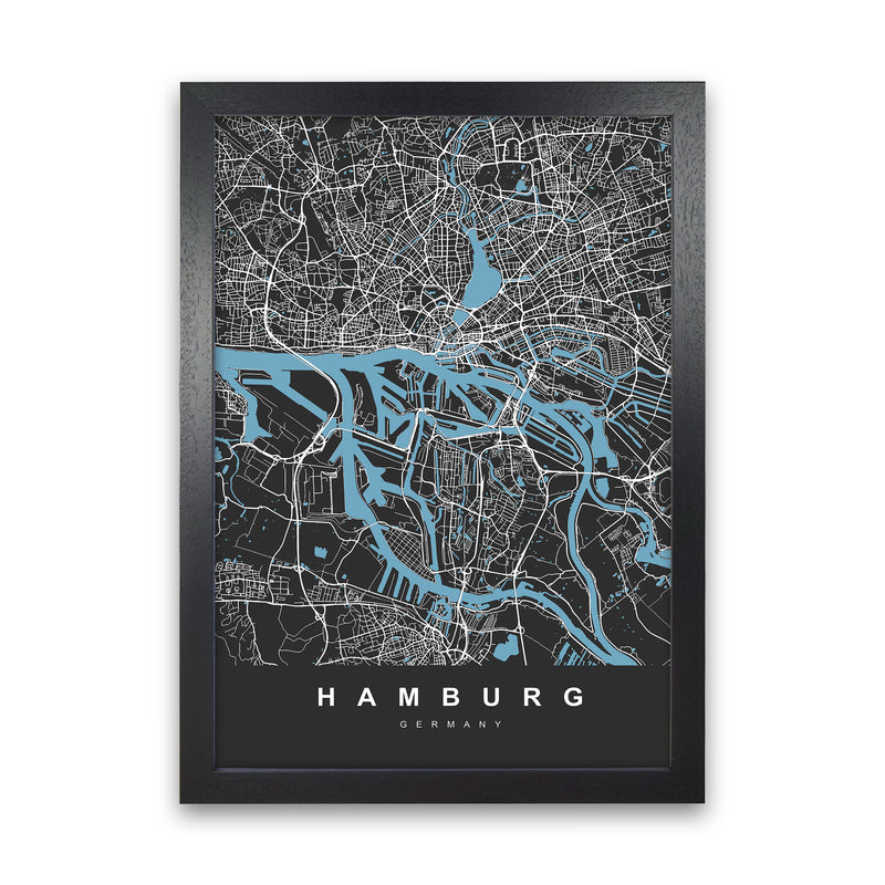 Hamburg Art Print by UrbanMaps Black Grain