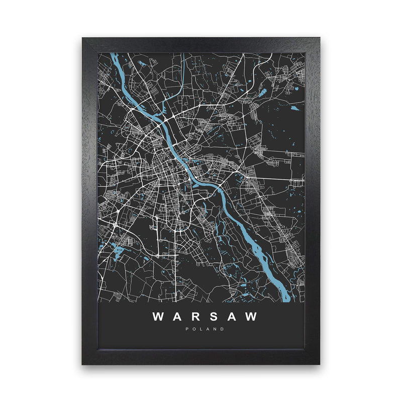 Warsaw Art Print by UrbanMaps Black Grain