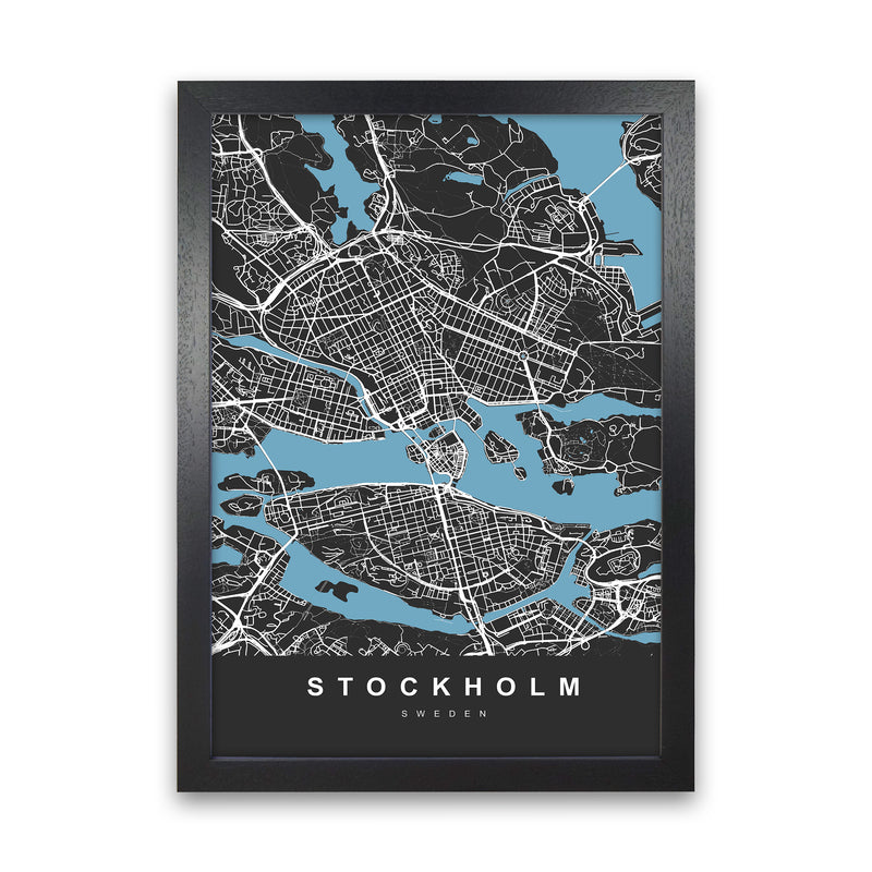 Stockholm Art Print by UrbanMaps Black Grain
