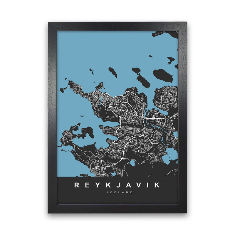 Reykjavik Art Print by UrbanMaps Black Grain
