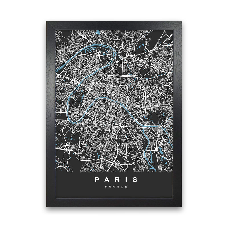 Paris Art Print by UrbanMaps Black Grain
