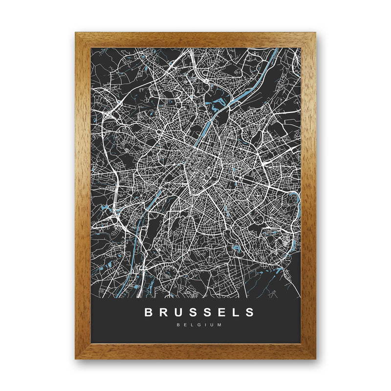 Brussel Art Print by UrbanMaps Oak Grain